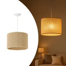 Pendente Luminária De Teto Sisal Fibra Natural Lustre Redondo Rustico Varanda Area Externa