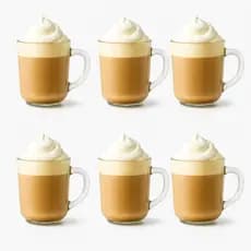 Jogo 6 Canecas De Café Chá Vidro Cristalino Transparente 250ml Cappucinno Kit Xícara Capucinno