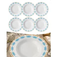 Jogo De 6 Pratos Fundo Branco Jantar Kit Completo Tamanho 20 cm Vidro Estilo Cerâmica Porcelana