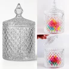 Mini Bomboniere Baleiro Cristal Vidro Com Tampa Transparente Porta Doce Pote Lembrancinha Luxo