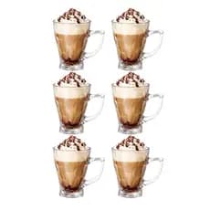 Jogo 6 Canecas De Café Chá Vidro Cristalino Transparente 200ml Cappucinno Kit Xícara Capucinno