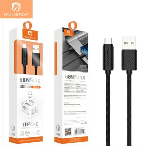 H'maston HB14 Cabo Usb/Lightning/v8/Tipo-c Fast Charging 2m PD 2 Pontas Tipo C/Usb-c Para Lightning