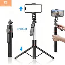H'maston 1.7M ZP-25 Tripé Bastão Pau De Selfie Comprido Controle Sem Fio Bluetooth