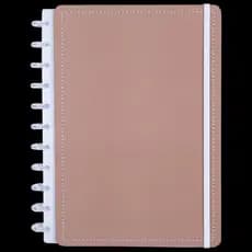 Caderno Grande Capa Dura Mocha Disko Folhas Reposicionáveis Design Moderno Anotações Estudo Organização