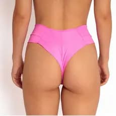 Kit 5 Calcinhas Tanga Fio duplo Lateral Dupla Com detalhe de Lacinho Molde Anatômico Microfibra