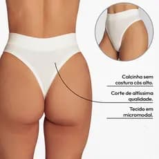 Kit 5 Calcinhas Fio Dental Cós Alto Micromodal Feminina Alta Qualidade