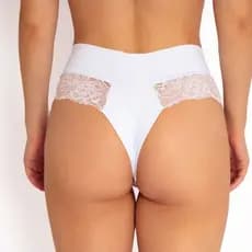 Kit 3 Calcinhas Fio Duplo Lateral Alta Microfibra Detalhe em Renda Forro 100% Algodão