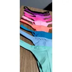 Kit 5 Calcinhas Tanga Fio Duplo Modelo Biquíni Fita Premium