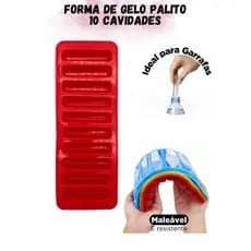 Gelo para garrafa - Forma de Gelo PALITO de Silicone - Faz 10 Palitos