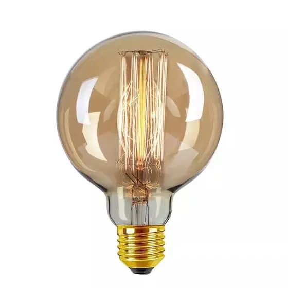 Kit 2 Peças Lâmpada Vintage Retro G80 Redonda Filamento De Carbono 40w E27 110V OU 220V Decoração