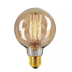Kit 2 Peças Lâmpada Vintage Retro G80 Redonda Filamento De Carbono 40w E27 110V OU 220V Decoração