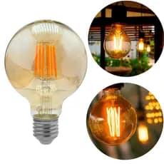 5 peças Lâmpada Filamento Led G80 4W Retro Vintage Âmbar Decorativa Bivolt E27