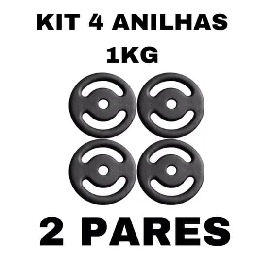 Kit Musculação 4 Unidades (2 Pares ) De Anilha Pintada 1kg
