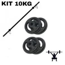 Kit Musculação Pump - Barra + Ate 20Kg De Anilhas Pintadas +Presilhas