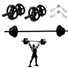 Kit Completo Body Pump + Barra De Mão, Ate 28kg De Anilhas Pintada Musculaçao Treino em Casa