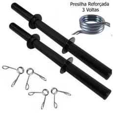 02 Barras oca de 40 cm para anilhas + 4 presilhas