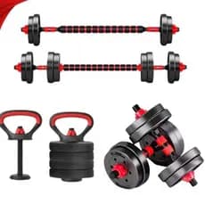 Kit Treino Funcional Halteres Barra Supino Kettlebell Preto Ajustavel Academia em Casa