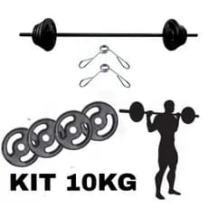 Kit Musculação Pump - Barra + Ate 20Kg De Anilhas Pintadas +Presilhas
