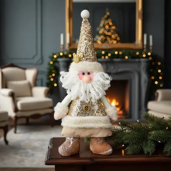 Boneco Lantejoula Papai Noel Qualidade Linha Premium 35 Cm