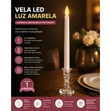 Kit Velas Led alta 28 cm para Castiçal Alta Luz Amarela Pilha Premium Elegante Presente Decoração