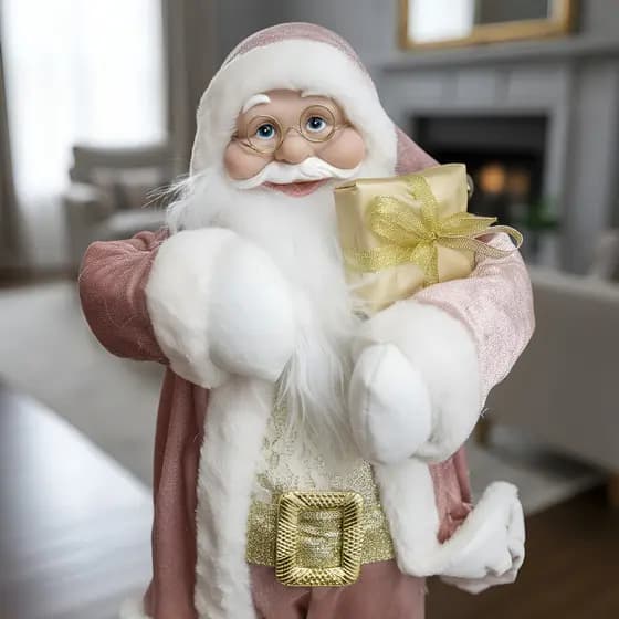 Papai Noel 50 Cm Boneco Premium Qualidade Decoração Rosa