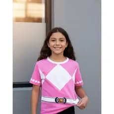 Camiseta Power Rangers Infantil Traje Serie -Tecido Premium Uniforme Camisa Cosplay Geek 2 a 14 Anos