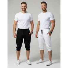 Kit 2 Bermudas Lisas De Moletom Jogger Masculina Skinny