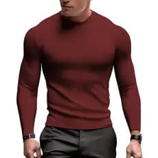 Camisa Masculina Malha Canelada Slim Manga Longa