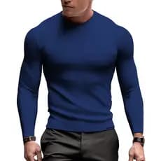 Camisa Masculina Slim Manga Longa Malha Canelada Premium