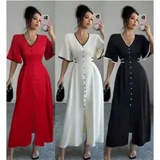 Vestido Longo Sensorial  Nova Moda 2025 com botoes na frente