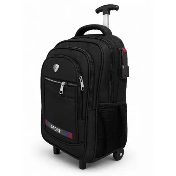 Mochila Escolar com Rodinhas Infantil Sport Cinza Grande Reforçada