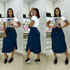 3 Saias Midi Feminina Com Fenda Prime Social Casual Evangélica Elegante Moderna Versátil Confortável