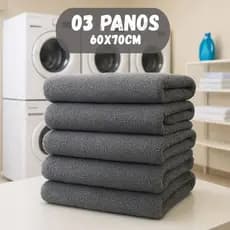 Kit 3 Panos de Chão Microfibra Mágico para Limpeza Geral Grande Super Absorvente 60x70cm CINZA CLARO
