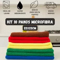 Kit 10 Pano Microfibra Mágico de Limpeza em Geral Multiuso Super Absorvente Pequeno 22x22cm