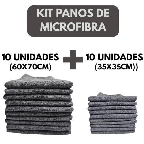 KIT 10 Pano de Chão Microfibra Mágico 60x70cm + 10 Pano de Chão Microfibra Mágico 35x35cm para Limpeza Geral CINZA