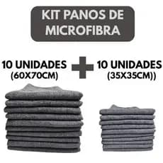 KIT 10 Pano de Chão Microfibra Mágico 60x70cm + 10 Pano de Chão Microfibra Mágico 35x35cm para Limpeza Geral CINZA