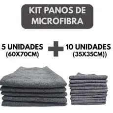 KIT 5 Pano de Chão Microfibra Mágico 60x70cm + 10 Pano de Chão Microfibra Mágico 35x35cm para Limpeza Geral