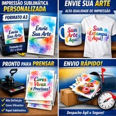 Kit 5 Folhas para Sublimação A3 Personalizadas | Envie Sua Arte