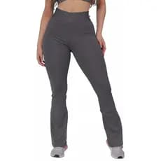 Calça Legging Leg Feminina Flare Básica Preto e Cinza Boca de Sino Levanta Bumbum Feminino