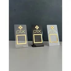 Placa Pix Pagamento QrCode de Mesa Balcão c/ base - Acrílico