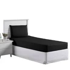 Jogo Lençol Roupa Cama Box Solteiro 2 Peças Fronha Elastico 200 Fios Preto Barato Quarto Criança