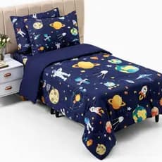 Edredom Cobertor Coberta Manta Mantinha Quarto Infantil Solteiro Grosso Menino Astronauta Marinho