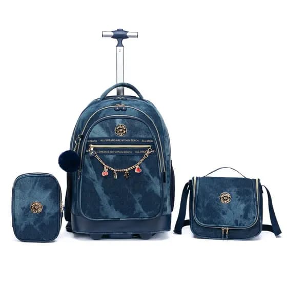 Kit Mochila Rodinha Primicia Escolar Juvenil Grande Estojo Lancheira Primicia