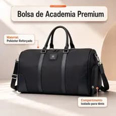 Bolsa Academia Grande Preta Premium Mala de Viagem de Mão com Alça Tiracolo