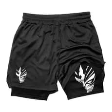 Short Compressão 2 em 1 Ichigo Kurosaki Mangá Bleach Proteção UV e Compressão Dry Fit Moda Otaku