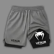 Short esportivo compressão fitness 2 em 1 masculino venon snake geek arte academia gym mode