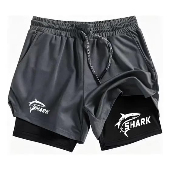 Short Compressão 2 Em 1 Masculino Shark Dryfit Gym Calções