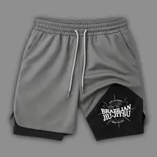 Short esportivo compressão fitness 2 em 1 masculino Estampa de jiu jitsu brazilian fight live mode day