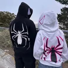 Kit Moletom Spider Casal Blusa De Frio Aranha Dia Dos Namorados Camisa 100% Algodão StreetWear