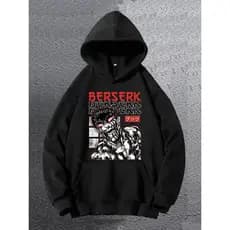 Blusa Moletom Canguru 100% Algodão Berserk Anime Japones Otaku Exclusivo Frio Inverno Tendencia Novo Unissex